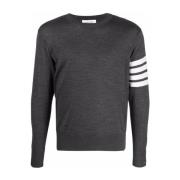 Grijze 4-Bar Crew-Neck Jumper Thom Browne , Gray , Heren