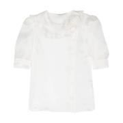 Organza Blouse met Rozendetails Alessandra Rich , White , Dames