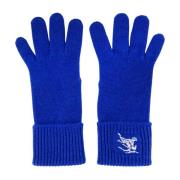 Blauwe Cashmere Handschoenen EKD Borduurwerk Burberry , Blue , Heren