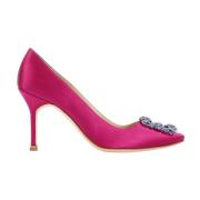 Roze Kristal Gesp Puntige Neus Pumps Manolo Blahnik , Pink , Dames