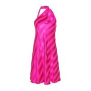 Fuchsia Satijnen Halternek Jurk Emporio Armani , Pink , Dames