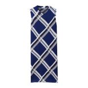 Blauwe Geruite Zijden Jurk Burberry , Multicolor , Dames