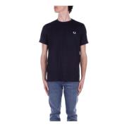 Blauw Logo Front T-shirt Polos Fred Perry , Blue , Heren