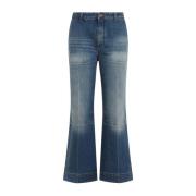 Indigo Kick Flared Cropped Jeans Victoria Beckham , Blue , Dames