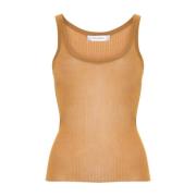 Bruin Leren Zijden Tank Top Max Mara , Brown , Dames