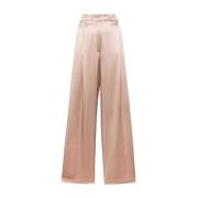 Bruine Zijden Wijde Pijp Broek Max Mara , Brown , Dames