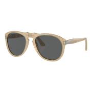 Beige Pilot Zonnebril Donkergrijze Lenzen Persol , Beige , Heren