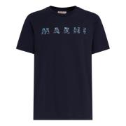 katoenen t-shirt met bedrukt patroon Marni , Blue , Heren