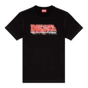 T-shirt with glitchy logo Diesel , Black , Heren