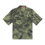 Short-sleeve shirt with zebra-camo print Diesel , Multicolor , Heren