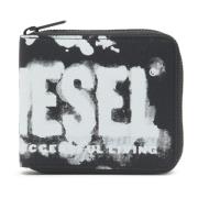 Zip wallet in logo-print fabric Diesel , Black , Unisex
