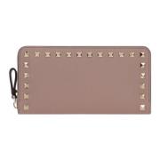 Studded Zip-Around Leren Portemonnee Valentino Garavani , Brown , Dame...