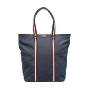 Midnight Blue Tote Bag met Streepdetail Bally , Blue , Heren