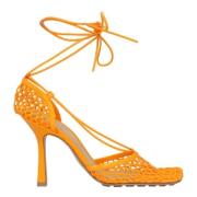 Leather sandals Bottega Veneta , Orange , Dames