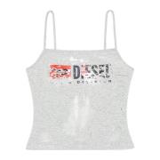 Burnout cami top with sheer panels Diesel , Gray , Dames