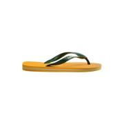 Zwarte Brasil Slippers Logo Vlag Havaianas , Yellow , Dames