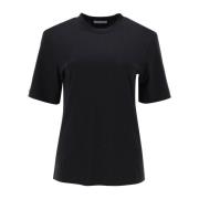 Zijden Blend Crew Neck T-shirt Salvatore Ferragamo , Black , Dames