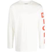 Ecru Diced Long Tee met Illustratie Henrik Vibskov , Beige , Heren