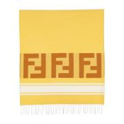 Fringed strandhanddoek van katoenen badstof Fendi , Yellow , Unisex