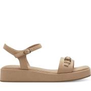 Beige Platte Sandalen voor Vrouwen Marco Tozzi , Beige , Dames