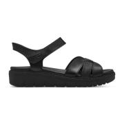 Zwarte Casual Open Platte Sandalen Tamaris , Black , Dames