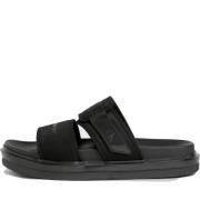 Zwarte Dubbele Bar Platte Sandaal Calvin Klein Jeans , Black , Heren