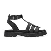 Zwarte Casual Open Platte Sandalen Rieker , Black , Dames