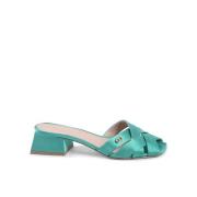 Elegante Satijnen Cross Strap Sandalen Dee Ocleppo , Green , Dames