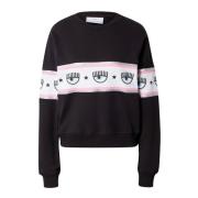 Glitter Logo Sweatshirt Chiara Ferragni Collection , Black , Dames