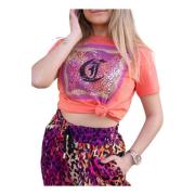 Flocked Monogram Leopard Print T-shirt Just Cavalli , Multicolor , Dam...