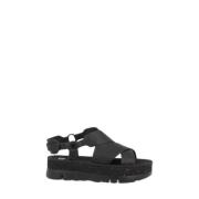 Verhoog je zomerse stijl met platte zwarte sandalen Camper , Black , D...