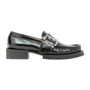 Gesp Loafers Amandel Teen Gestapelde Hak Ganni , Black , Dames