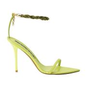 Elegante satijnen sandalen met kristallen band Hibourama , Green , Dam...