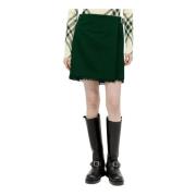 Gestructureerde wollen kilt met franjes Burberry , Green , Dames