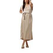 Elegante Zand Midi Jurk Knit-ted , Beige , Dames