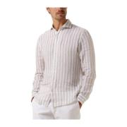 Linnen X-Cutaway Shirt Beige Wit Profuomo , Multicolor , Heren