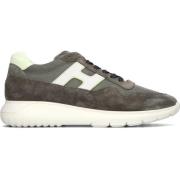 Groene Suède Mesh Lage Sneakers Hogan , Multicolor , Heren