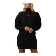 Geweven Label Losse Sweater Jurk Calvin Klein , Black , Dames