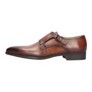 Bruin Leren Dubbele Monk Strap Schoenen Giorgio , Brown , Heren