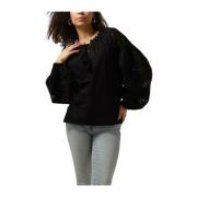 Zwarte Kant Blouse Tasmia Ibana , Black , Dames