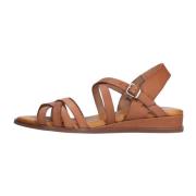 Dames Sandalen Tiny Wedge Red Rag , Brown , Dames