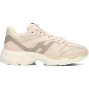 Beige Runner Sneakers met Leren Overlays Hogan , Beige , Dames