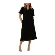 Estermw Lange Jurk Zwart My Essential Wardrobe , Black , Dames