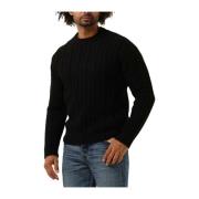 Twisted Crew Neck Sweater Zwart Edwin , Black , Heren