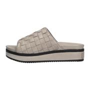 Platform Slipper Licht Grijs Gevlochten Shabbies , Gray , Dames