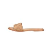 Geweven Leer Camel Slippers Shabbies , Brown , Dames