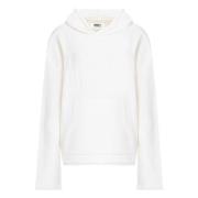 Logo Intarsia Gebreide Hoodie MM6 Maison Margiela , White , Dames