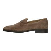 Bruine Suède Loafers Klassieke Stijl Hugo Boss , Brown , Heren