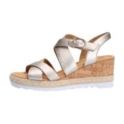 Metallic Kruisband Sleehak Sandalen Gabor , Beige , Dames