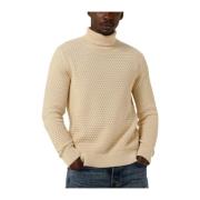 Crème Roll Neck Gebreide Trui Selected Homme , Beige , Heren